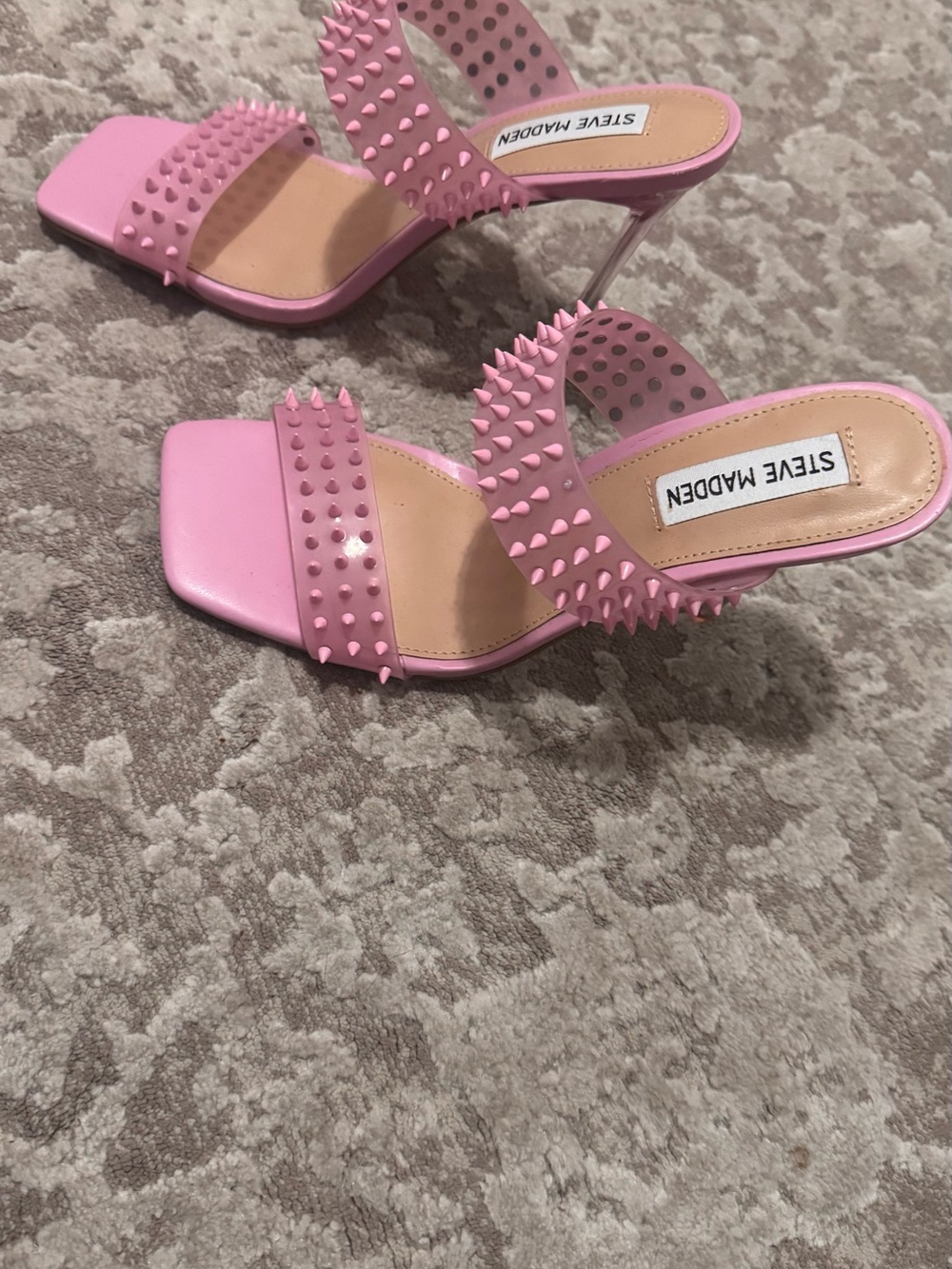 Steve Madden Pink Spiked Double-Strap Heels
